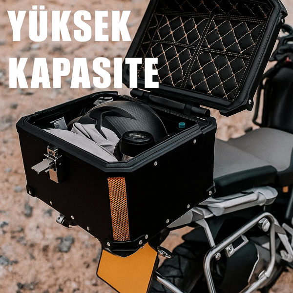 Evrensel Alüminyum Kasa Ithal Motosiklet Çantası Motor Çantası Siyah 35 L