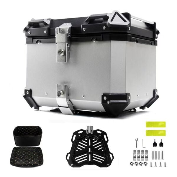 Evrensel Alüminyum Kasa Ithal Motosiklet Çantası Motor Çantası Gümüş 35 L