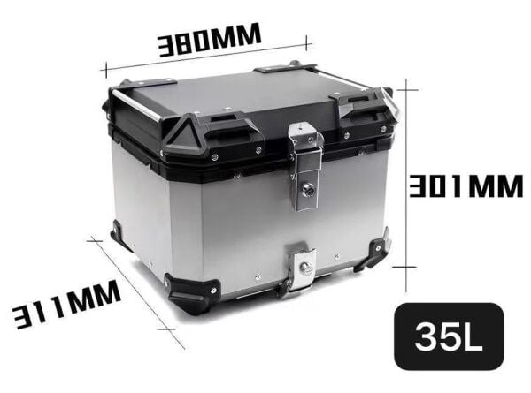Evrensel Alüminyum Kasa Ithal Motosiklet Çantası Motor Çantası Gümüş 35 L