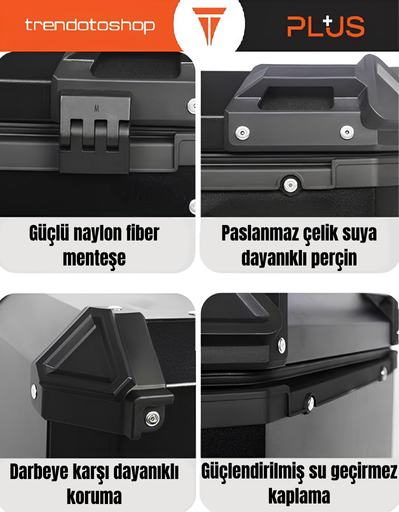 Evrensel Alüminyum Kasa Ithal Motosiklet Çantası Motor Çantası Gümüş 45 L