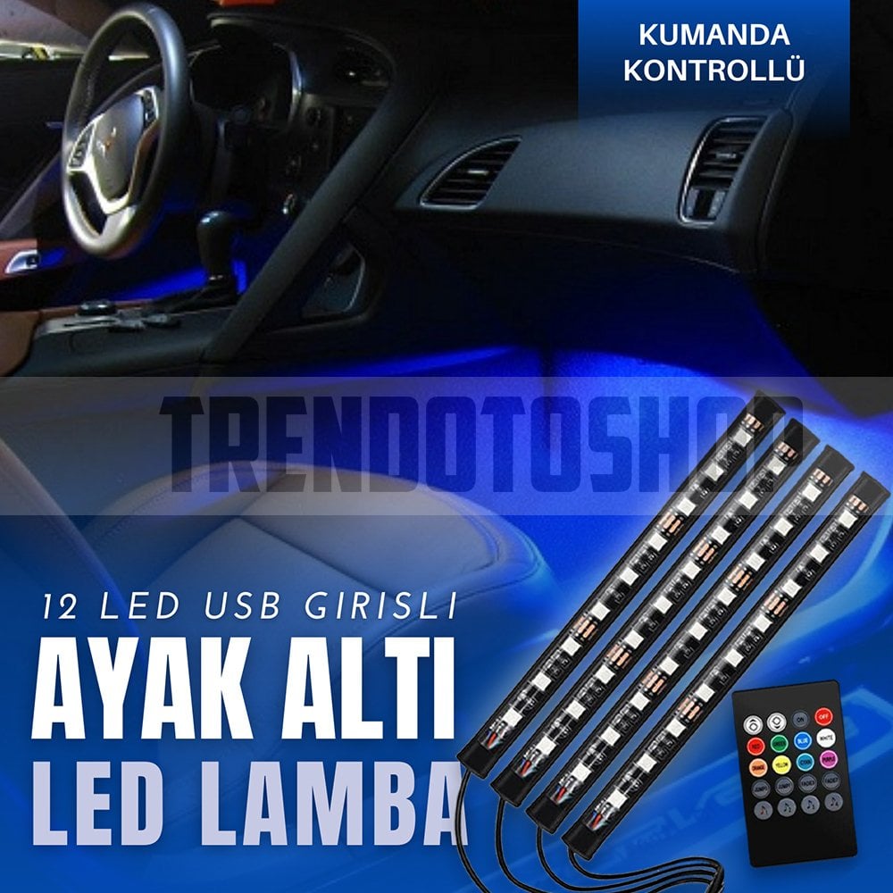 USB Girişli 12 LED Ayak Altı Rgb Sese Duyarlı
