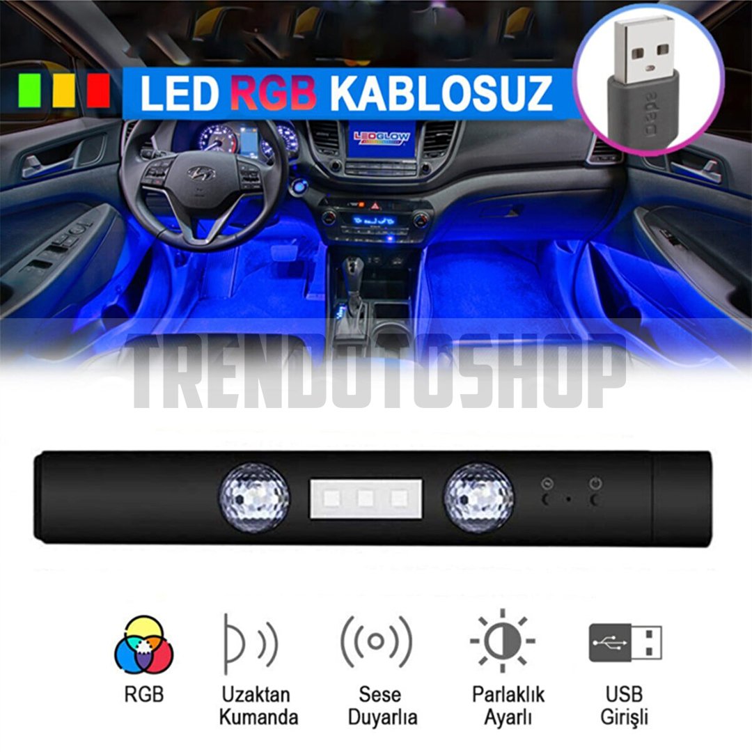 USB Şarjlı Sese Duyarlı Kumandalı Kablosuz Disko Ayak Altı