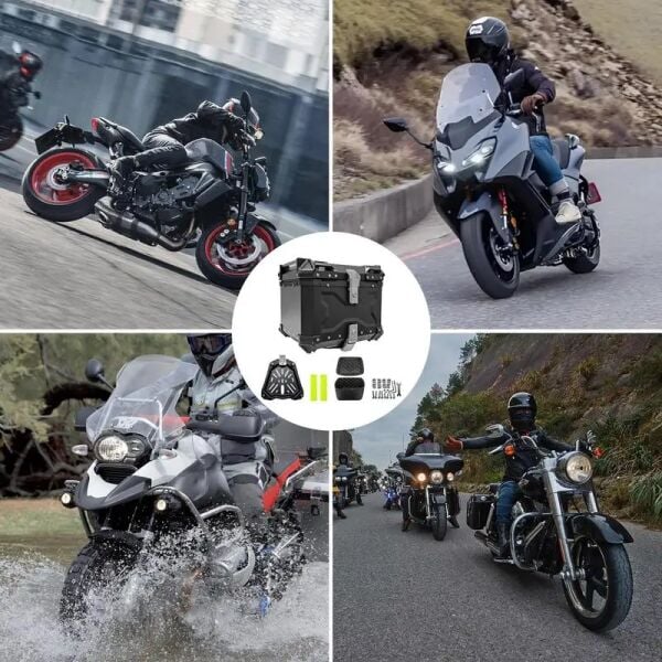 Evrensel Alüminyum Kasa Ithal Motosiklet Çantası X Model Motor Çantası 45 LT SİYAH