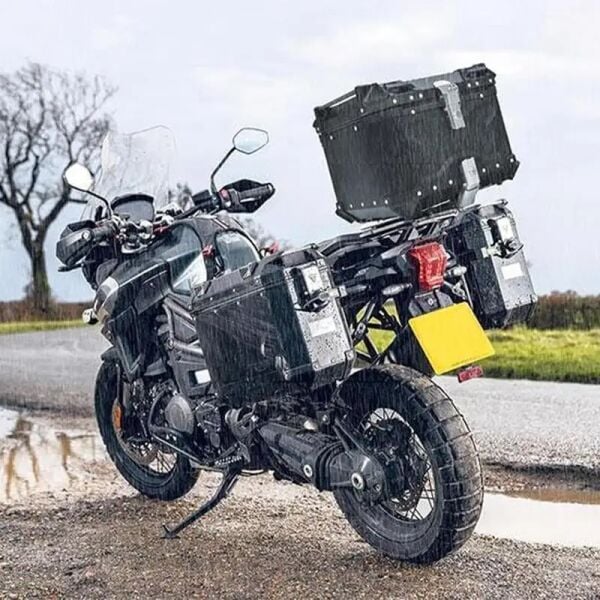 Evrensel Alüminyum Kasa Ithal Motosiklet Çantası X Model Motor Çantası 45 LT SİYAH