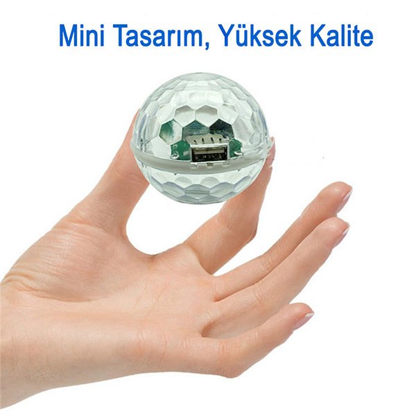 Sese Duyarlı Mini Disko Topu 360 Derece Micro Usb Android Uyumlu