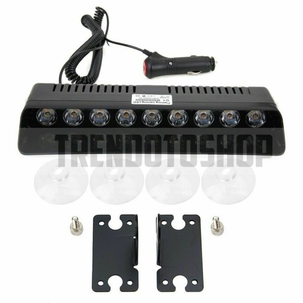 S9 Kırmızı Mavi Beyaz 14 Mod 9 Led Flaş Araç İç Dış Panel Çatı Ön Arka Cam Oto Çalışma Lambası Sis Farı Işık Çubuğu Spot Vantuzlu Çakmaklık Girişli Acil İkaz Sinyal Polis Çakar Gece Gündüz Çalışan Lamba