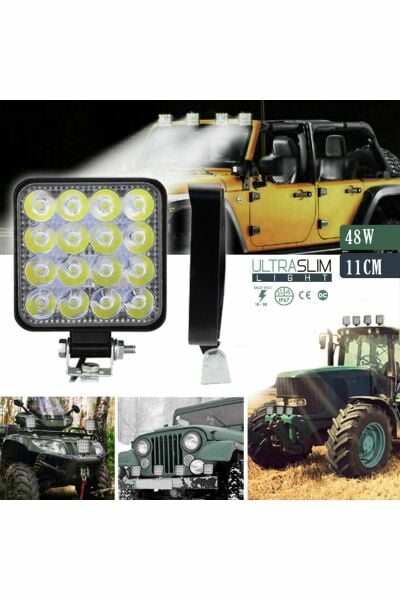 16 Led Kare 48W Traktör Sis ve Çalışma Lambası