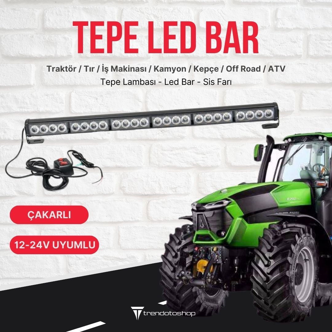 Traktör ve İş Makinası Turuncu-Turuncu 85Cm Tepe Led Bar