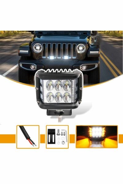 Hi tech 12 Led 45W Traktör Turuncu Beyaz 10Cm Flaşlı Sis Farı ve Çalışma Lambası 1 Adet