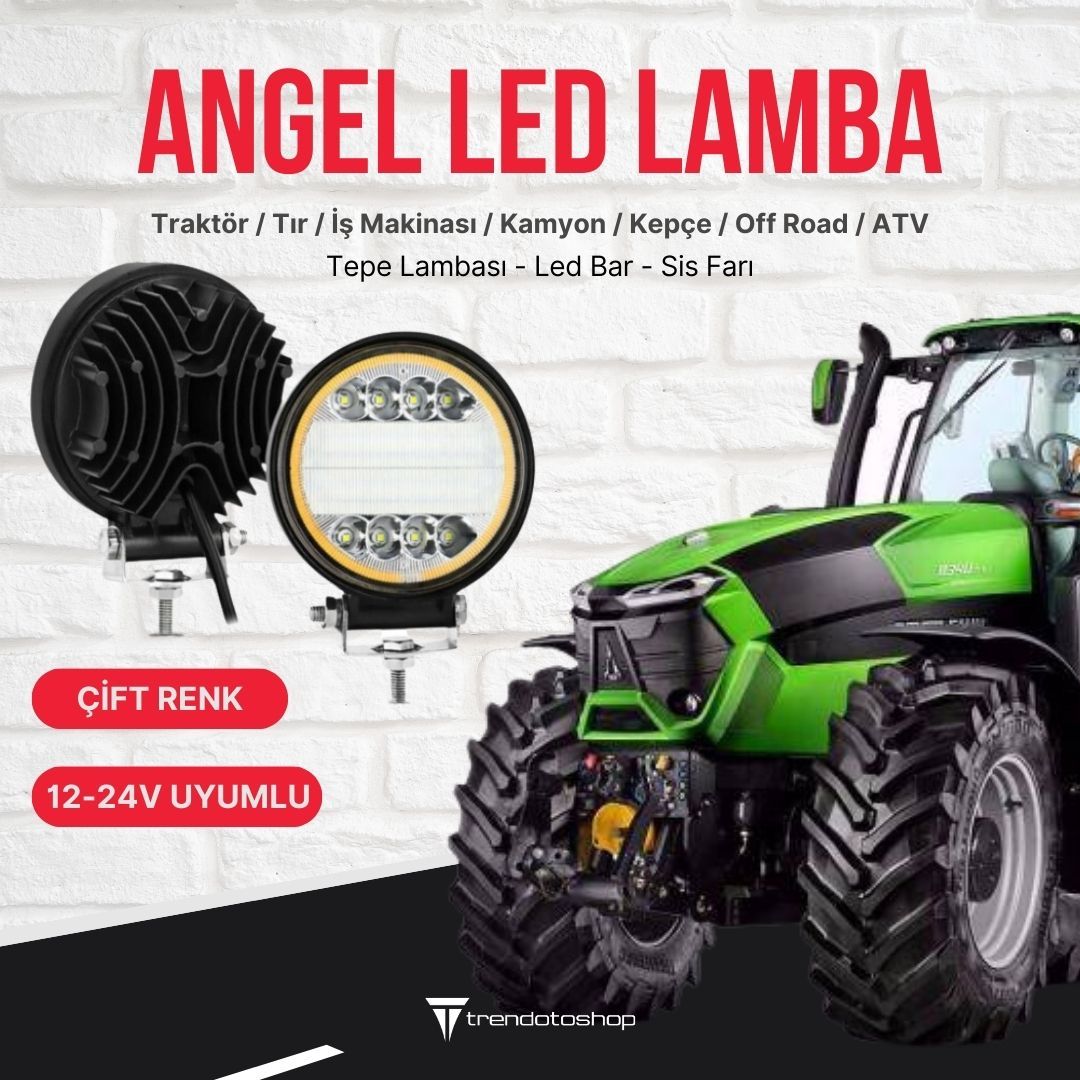 24 Led 72W Yuvarlak 10Cm Traktör Led Lamba, Sis Farı ve Çalışma Lambası