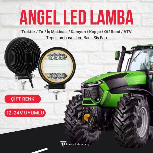 24 Led 72W Yuvarlak 10Cm Traktör Led Lamba, Sis Farı ve Çalışma Lambası