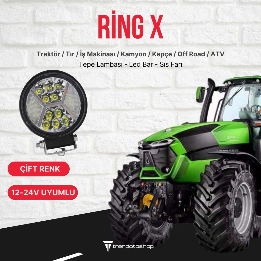 Ring X 39W Yuvarlak  Traktör Led Lamba, Sis Farı ve Çalışma Lambası