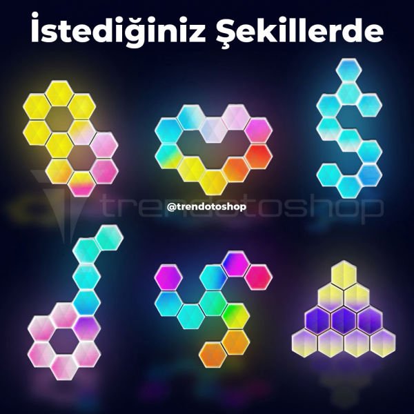 Akıllı RGB Kuantum Lamba APP Wifi Kontrollü USB’li Led Atmosfer Dekor Led Lamba