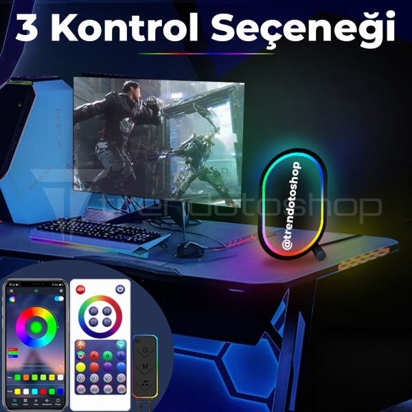 Akıllı RGB Oval Masaüstü Ortam Işığı APP Wifi Kontrollü Gece Lambası
