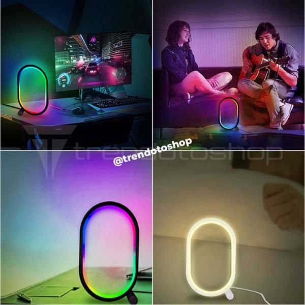 Akıllı RGB Oval Masaüstü Ortam Işığı APP Wifi Kontrollü Gece Lambası