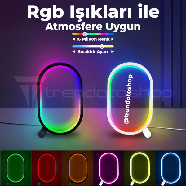 Akıllı RGB Oval Masaüstü Ortam Işığı APP Wifi Kontrollü Gece Lambası