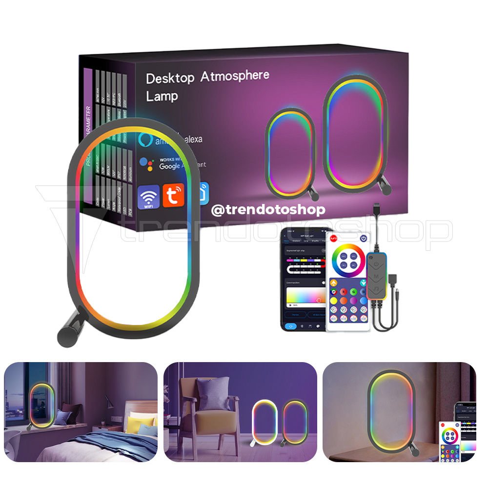 Akıllı RGB Oval Masaüstü Ortam Işığı APP Wifi Kontrollü Gece Lambası