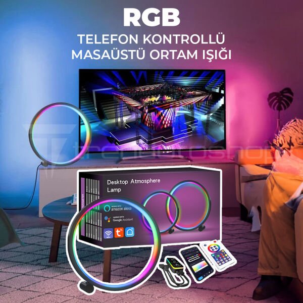 Akıllı RGB Masaüstü Ortam Işığı APP Kumanda Kontrollü Atmosfer Dekorasyon Işıklandırma