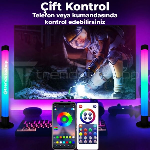 Akıllı RGB Ortam Işığı APP Kumanda Kontrollü Arka Plan Atmosfer Dekorasyon Işığı