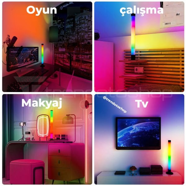 Akıllı RGB Ortam Işığı APP Kumanda Kontrollü Arka Plan Atmosfer Dekorasyon Işığı