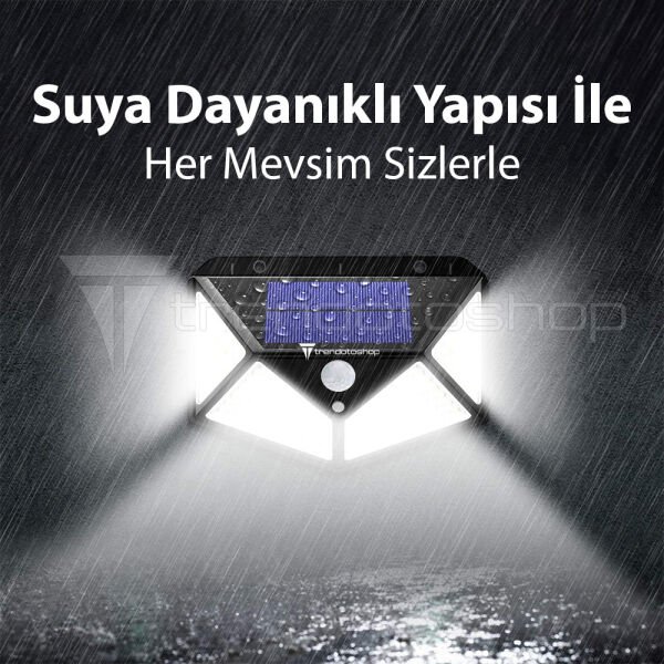 100 Ledli Güneş Enerjili Hareket Sensörlü Solar Aydınlatma Lambası