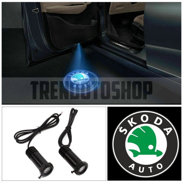 Skoda Uyumlu Delmeli 12 Volt Kapı Altı Led Logo