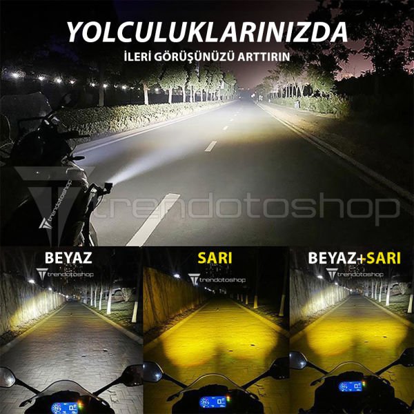Binocus Çift Renkli Universal Mini Spot Lens Led Far Motosiklet Sis Far Takımı