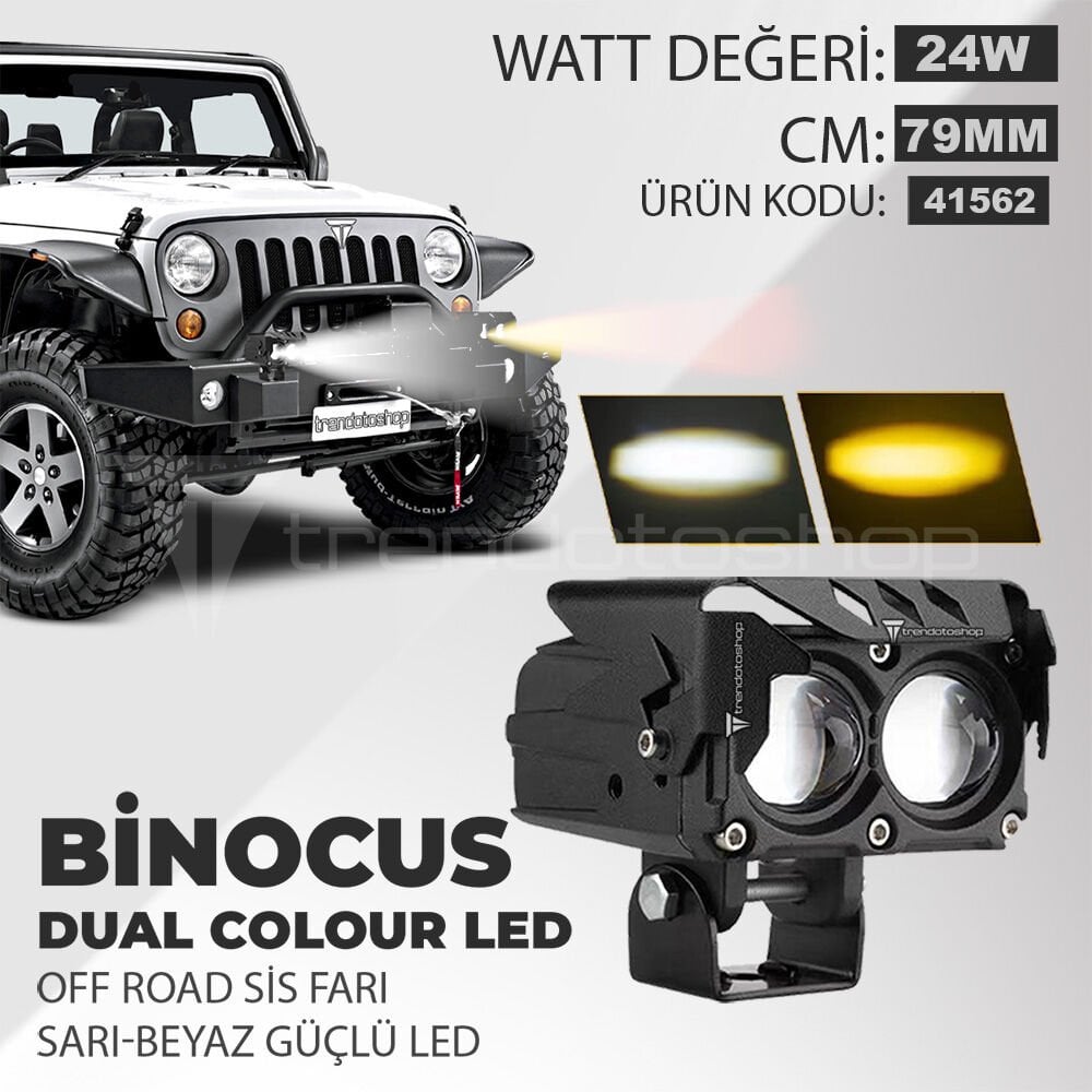 Binocus Çift Renkli Universal Off Road Sis Farı Mini Spot Lens Led Far
