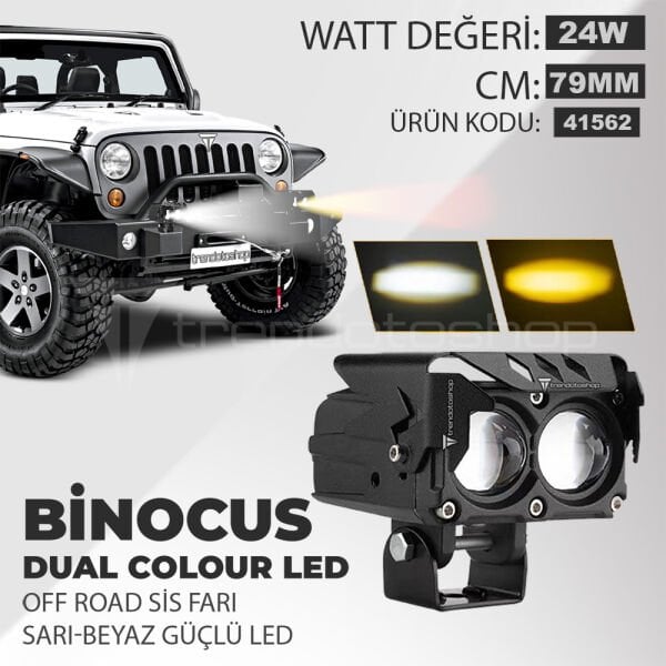Binocus Çift Renkli Universal Off Road Sis Farı Mini Spot Lens Led Far