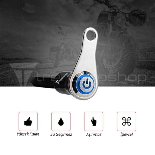 Universal Motosiklet Işıklı Açma Kapama Düğmesi Gidon Bağlantılı Akıllı Aç Kapa Tuşu