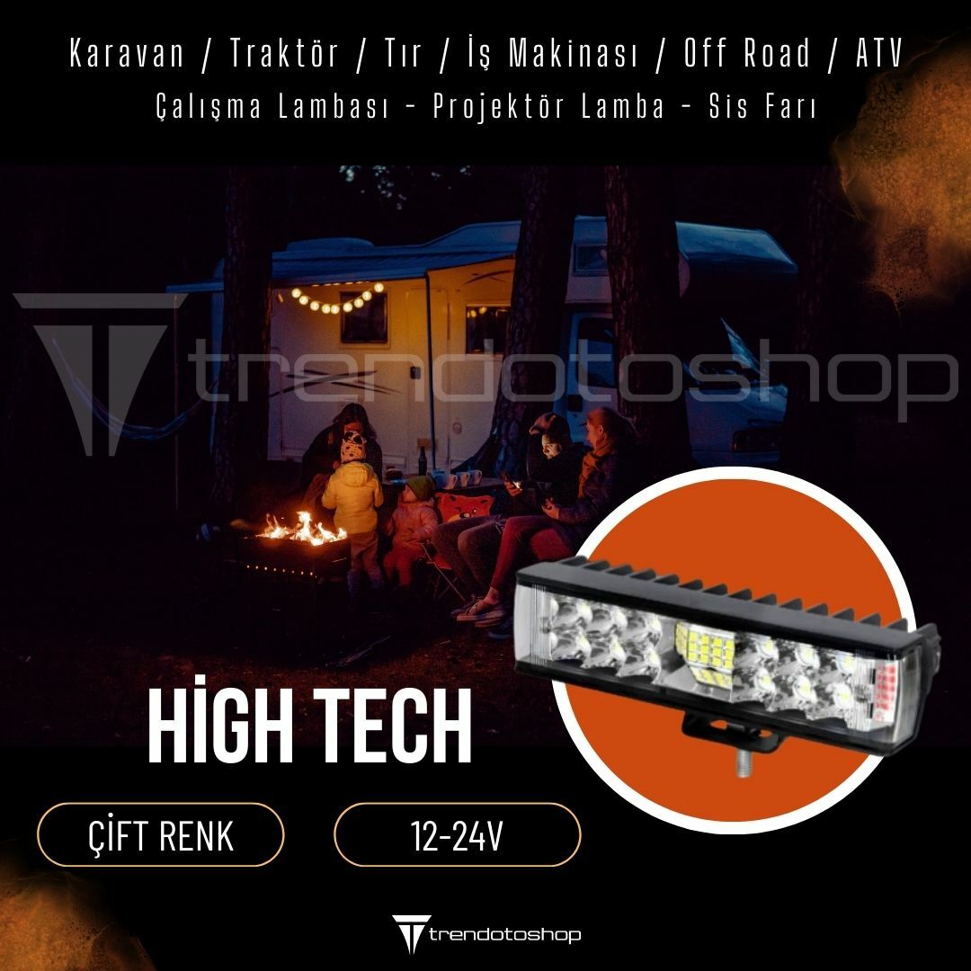 High-Tech Premium Kırmızı Mavi Beyaz Flaşlı Karavan Led Lamba, Sis Farı ve Çalışma Lambası