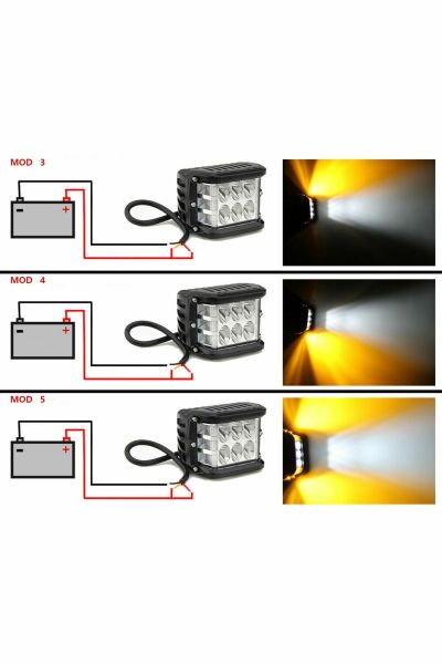 Hi tech 12 Led 45W Karavan Turuncu Beyaz 10Cm Flaşlı Sis Farı ve Çalışma Lambası 1 Adet