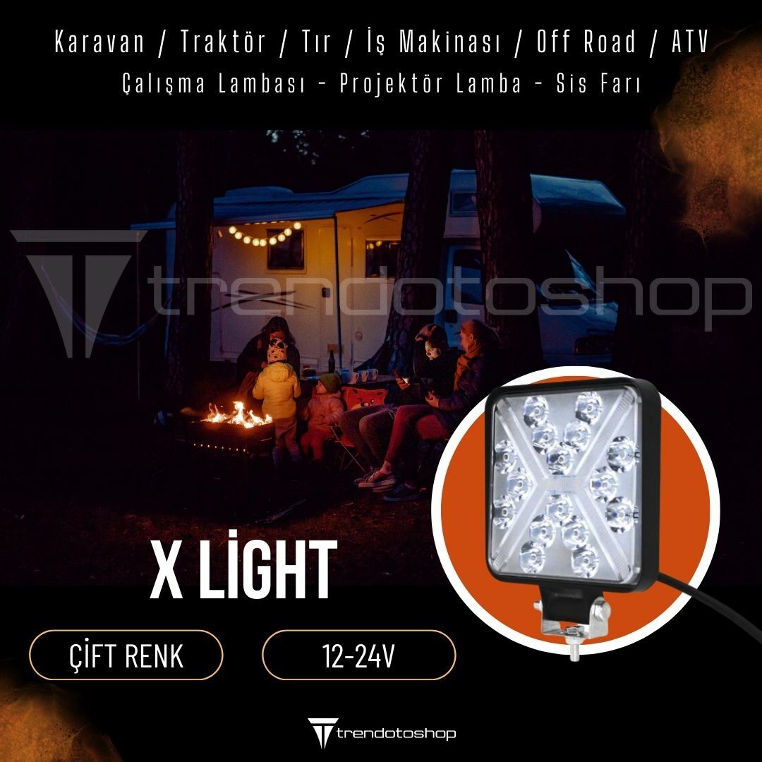 Xlight Kare Karavan Beyaz Sis Farı ve Çalışması Lambası
