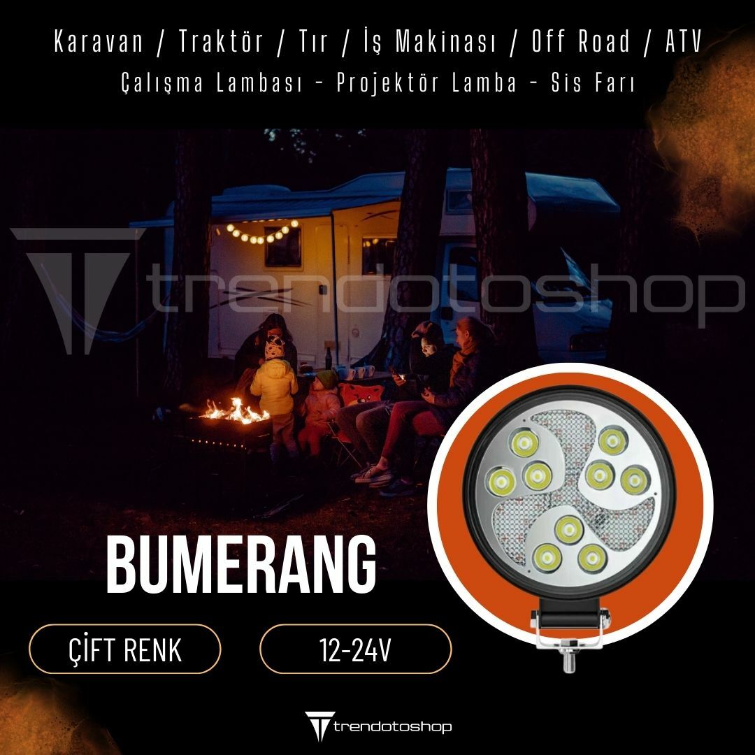 Bumerang 27w Yuvarlak Karavan Led Lamba, Sis Farı ve Çalışma Lambası