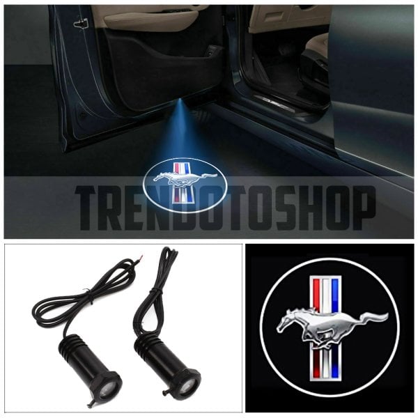 Bayraklı Mustang Uyumlu Delmeli 12 Volt Kapı Altı Led Logo