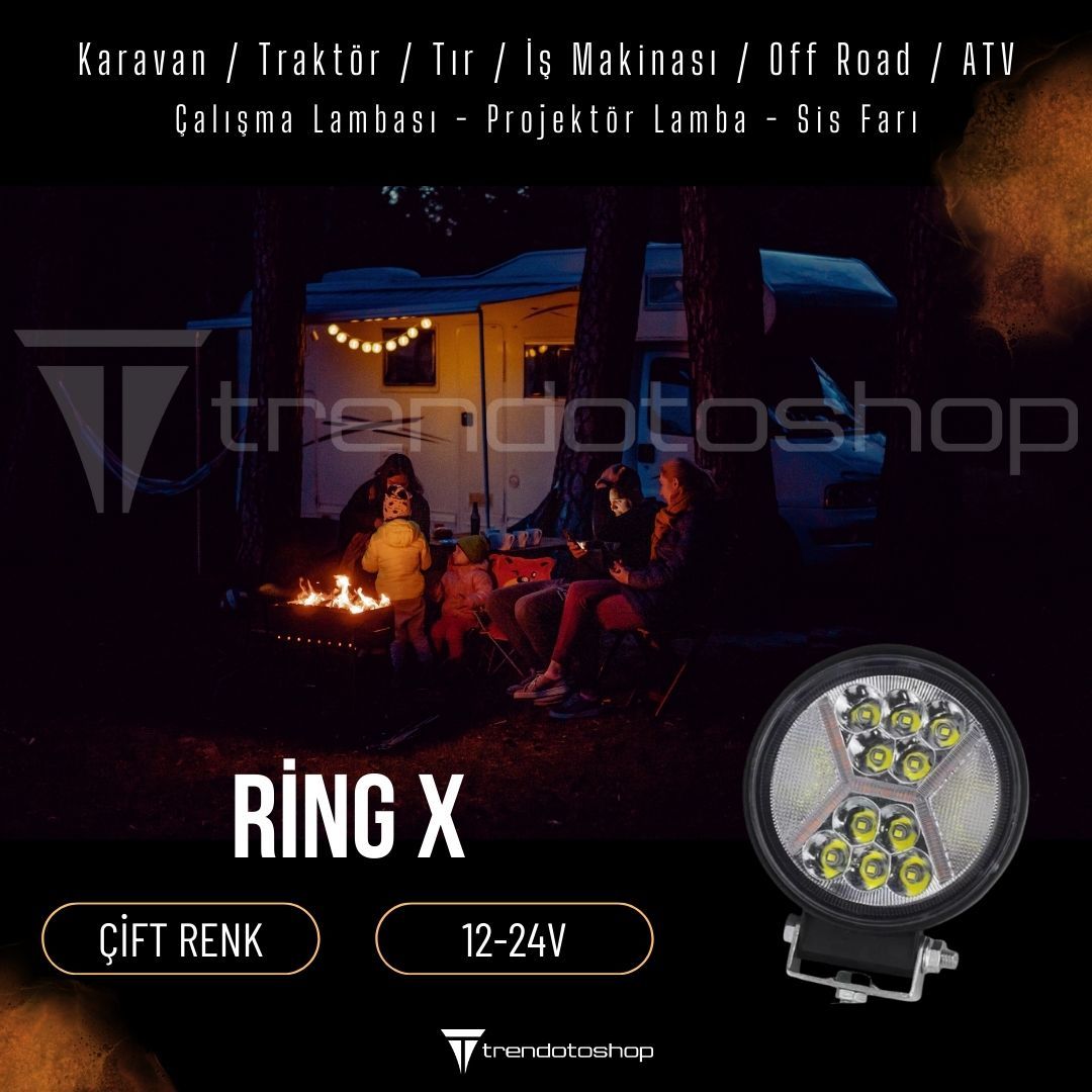 Ring X 39W Yuvarlak Karavan Led Lamba, Sis Farı ve Çalışma Lambası