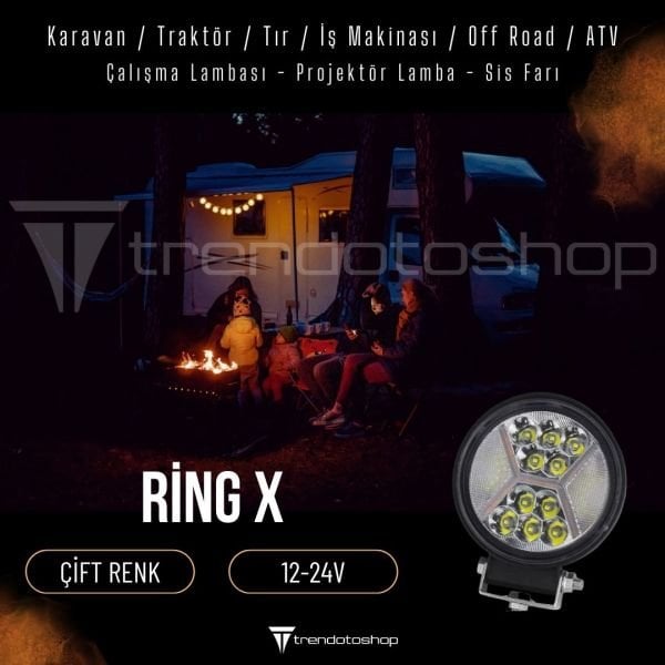 Ring X 39W Yuvarlak Karavan Led Lamba, Sis Farı ve Çalışma Lambası