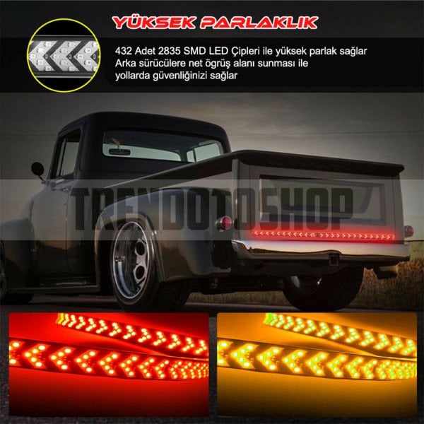 Pick Up Oklu Model Bagaj Sinyalli Kayar Led Şerit 150 CM