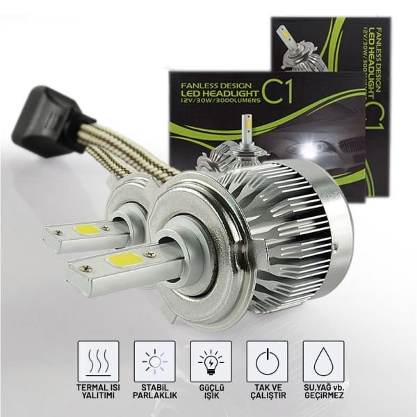 C1 Led Xenon Far Ampülü H4 Beyaz