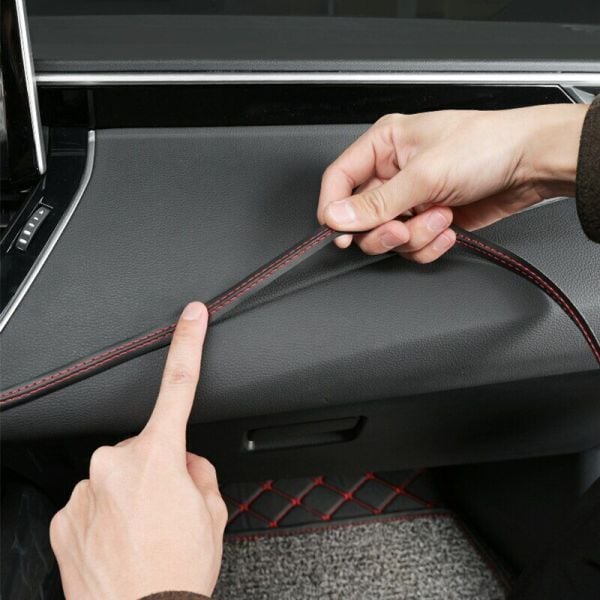 8 Metre Deri Trim Fitili Kırmızı Dikişli