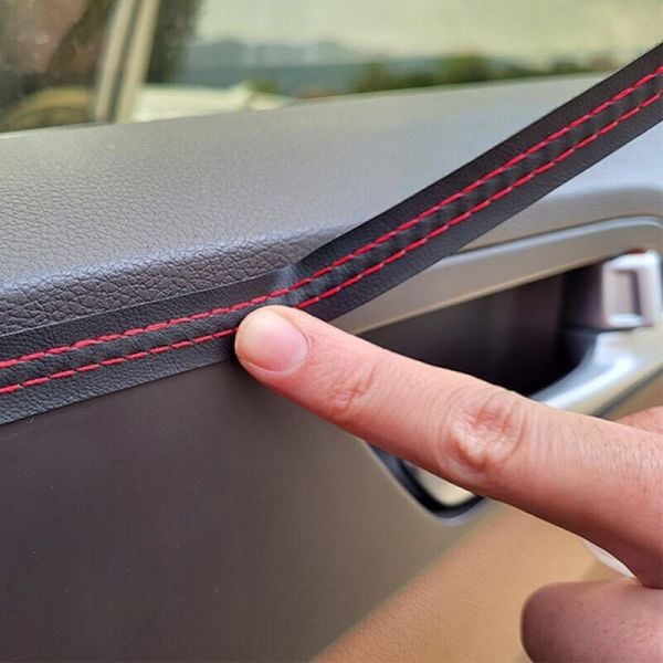 8 Metre Deri Trim Fitili Kırmızı Dikişli