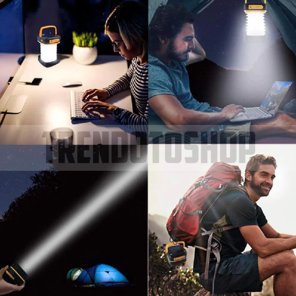 USB Şarj Özellikli Solar Akordeon Beyaz Led Kamp Lambası TURUNCU