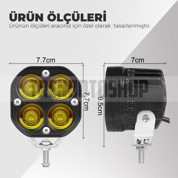 40w Baja Style 8 Cm Ultra Parlak Led Projektor Off Road 2 Adet