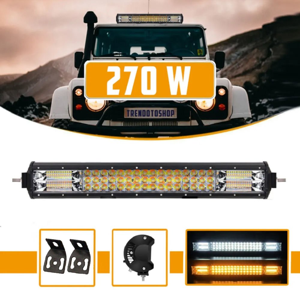 Off Road 3 Sıra 270W Çift Modlu Led Lamba Beyaz Ve Turuncu Flaşlı 56 cm