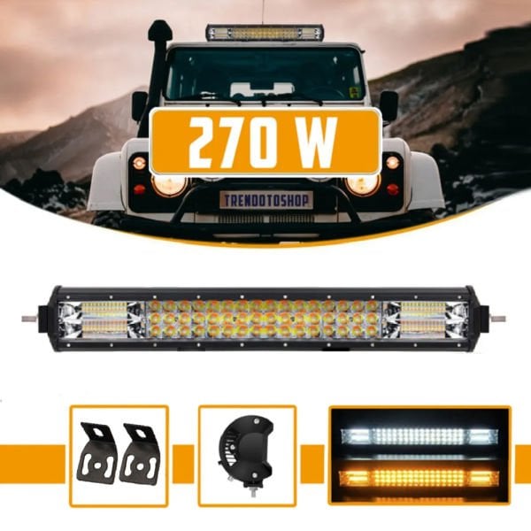 Off Road 3 Sıra 270W Çift Modlu Led Lamba Beyaz Ve Turuncu Flaşlı 56 cm