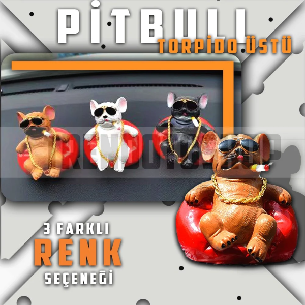 Araba İçi Torpido Üstü Simülasyon Oturan Pitbull Köpek Dekorasyon KAHVERENGİ