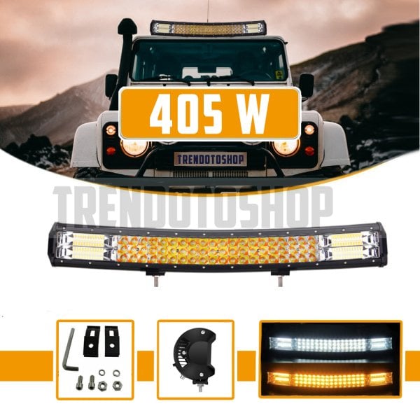 Off Road 3 Sıra 405W Çift Modlu Oval Led Lamba Beyaz Ve Turuncu Flaşlı 81 cm