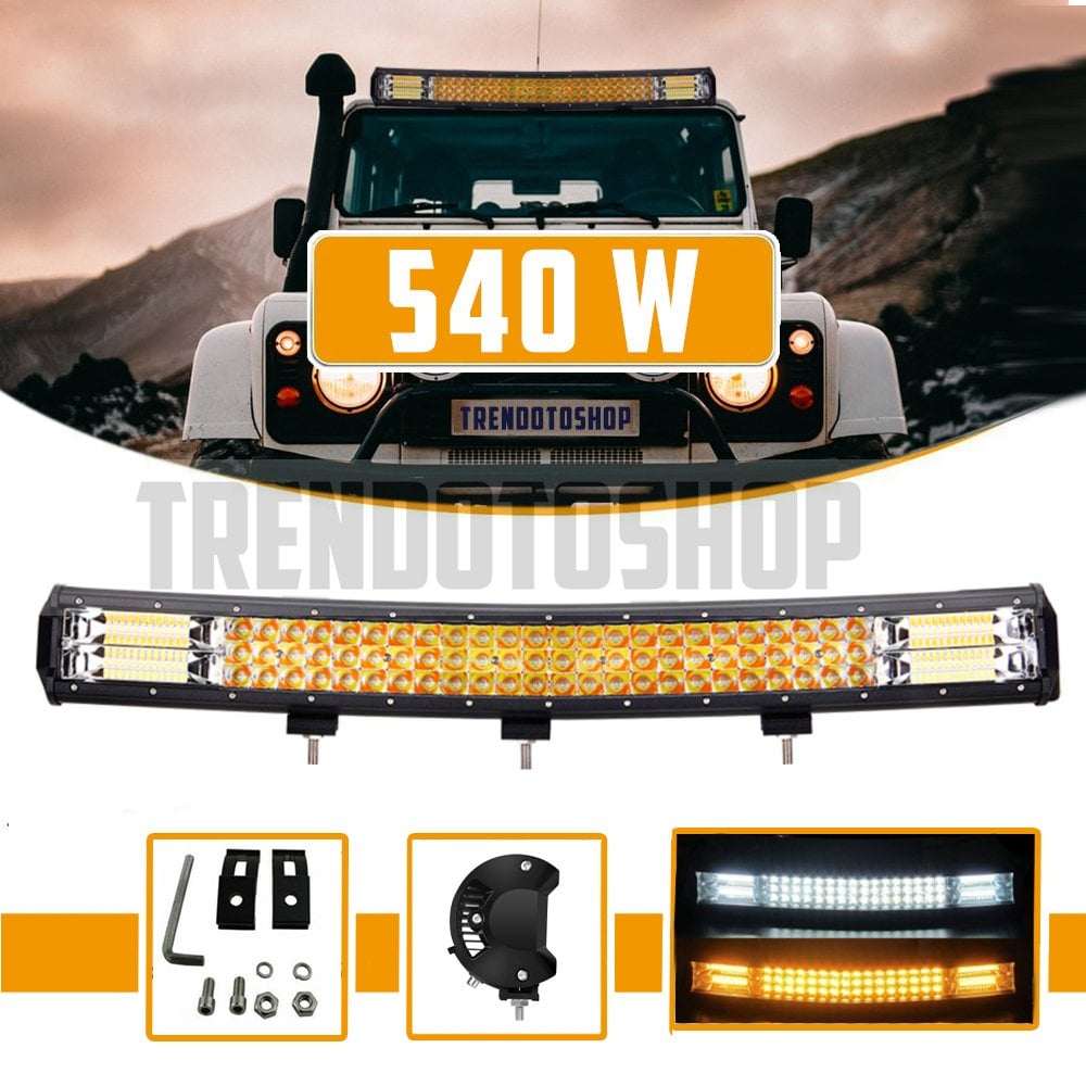 Off Road 3 Sıra 540W Çift Çakar Modlu Oval Led Lamba Beyaz Ve Turuncu Flaşlı 108 cm
