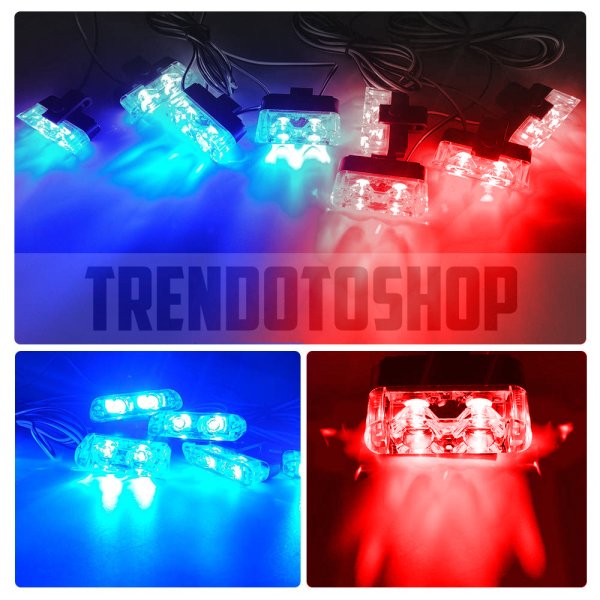 2x4 Flaş Çakarlı Panelli 3 Modlu Panjur Arası Led Kırmızı-Mavi