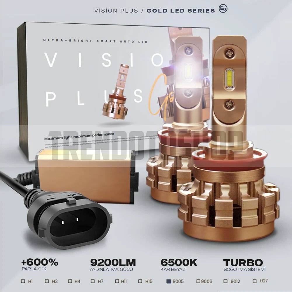 Vision Plus Gold Super Mini/Slim CSP Led Xenon Far Ampulü Canbus 35W 9400 Lümen 9005